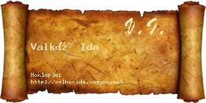 Valkó Ida névjegykártya